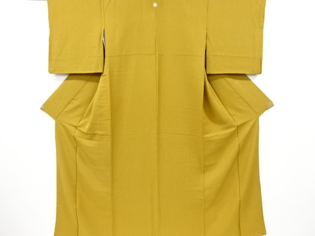 草木染　織り柄一つ紋色無地着物